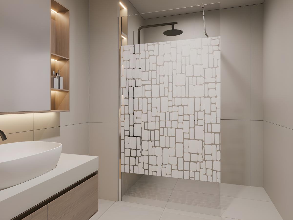 Shower & Design Wand voor inloopdouche LAURA van gezeefdrukt glas - 140x190 cm L 140 cm x H 190 cm x D 0.6 cm