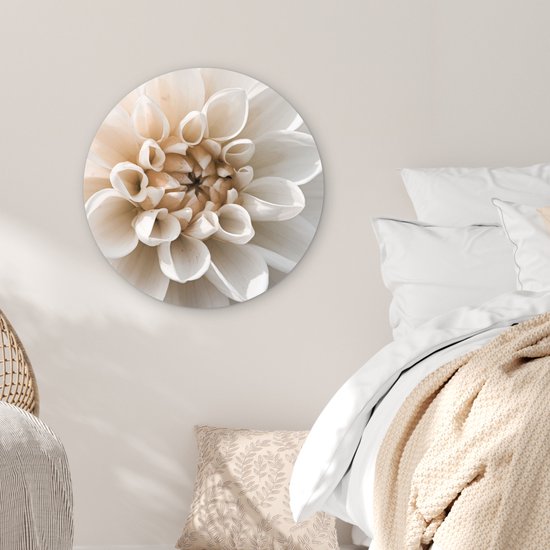 WallCircle - Wall Circle - Wall Circle Indoor - Fleurs - Wit - Plantes - 60x60 cm - Décoration murale - Peintures Ronds