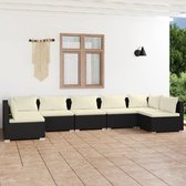 The Living Store Tuinset Poly Rattan - Zwart - Modulair Design - Hoogwaardig Materiaal - Stevig Frame - Comfortabele Kussens