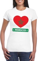 Marokko hart vlag t-shirt wit dames L