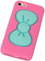 Vlinder Telefoonstandaard Case TPU iPhone 5/5S Roze - Back Cover Case Wallet Hoesje