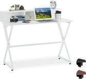 Relaxdays bureau met vakken - computertafel - laptoptafel - 90 x 110 x 55 cm - tafel - Wit / wit