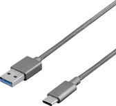 DELTACO USBC-1258 USB-A naar USB-C kabel - USB 3.1 Gen 1 - 1 meter - Space Grey
