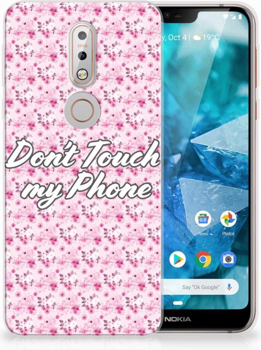 Nokia 7.1 Silicone-hoesje Flowers Pink DTMP