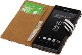 Zebra Bookstyle Wallet Case Hoesjes Geschikt voor Sony Xperia Z5 Compact Wit