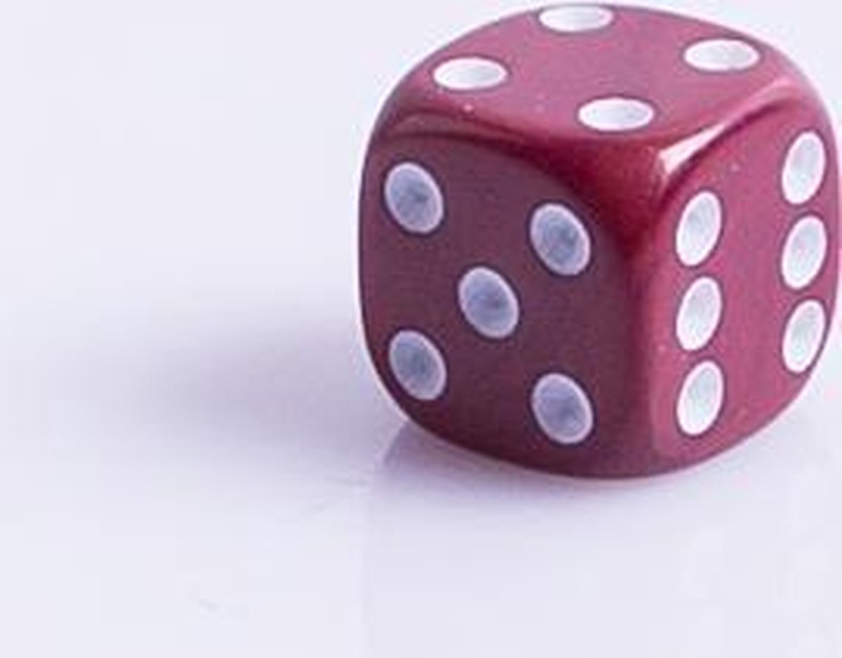 6 Vlakken Dobbelsteen Bruin met Witte Stippen 16mm Set van 12 | Games