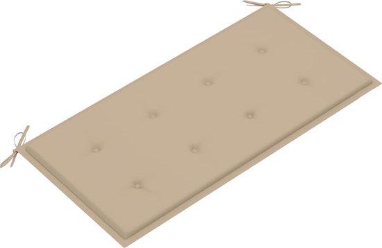 The Living Store Banc de jardin en teck - 112 x 55 x 94 cm - kussen beige