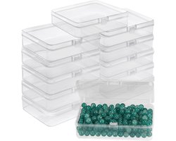 Belle Vous Klein Helder Plastic Opslag Dozen Containers met Scharnier Deksels (12 Pak) – L11,2 x B8,3 x H2,8cm – Mini Doosjes Voor Pillen, Kralen, Sieraden & Hobby Items