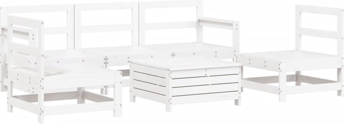The Living Store 6-delige Loungeset massief grenenhout wit - Loungeset - Tuinlounge - Lounge Bank - Hout - Grenenhout
