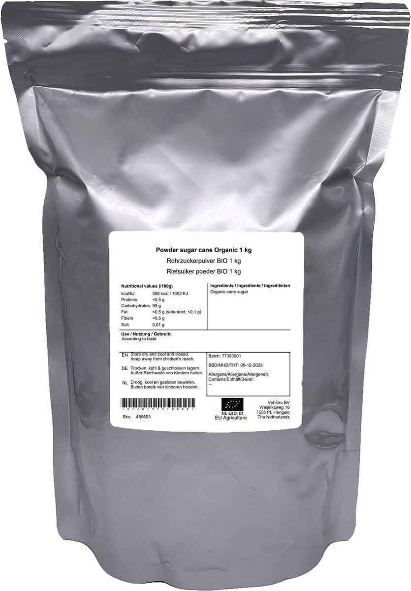 Poedersuiker Suikerriet - 1 Kg - Holyflavours