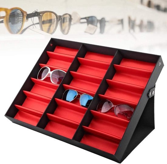 18 Grids Brilstandaard Zonnebril Opbergdoos, Lenzenvloeistof Sieraden Organizer, Sieraden Organizer, Zonnebril Sieraden Collectie Case Holder Box