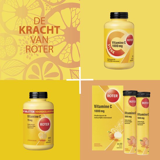 Roter Vitamine C 1000mg - Hoge dosering vitamine C ter ondersteuning van je weerstand - - 50 kauwtabletten met citroensmaak