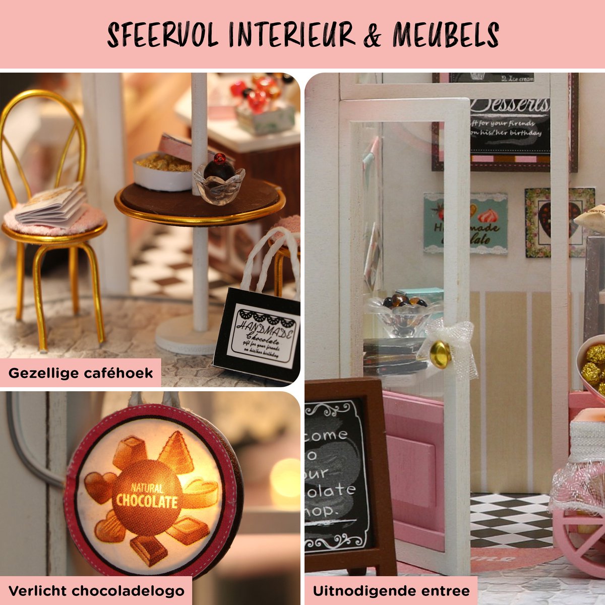 Modelbouwpakket Chocolatier - Volwassenen & Kinderen - DIY - Hobby - Knutselen - Poppenhuis - Doll House - Crafts&Co — afbeelding 5