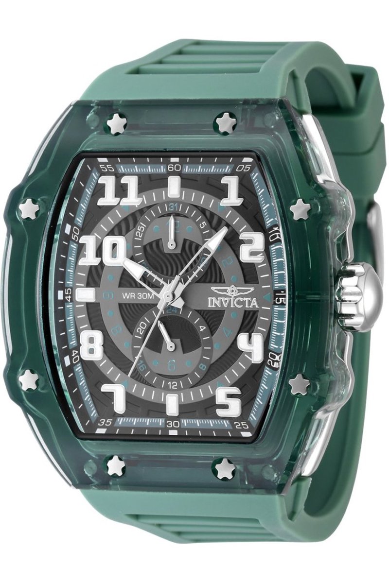 Invicta Racing 48445 Heren Horloge - Waterdicht - Analoog - Quartz Uurwerk - Plastic met zwarte Wijzerplaat - 48mm