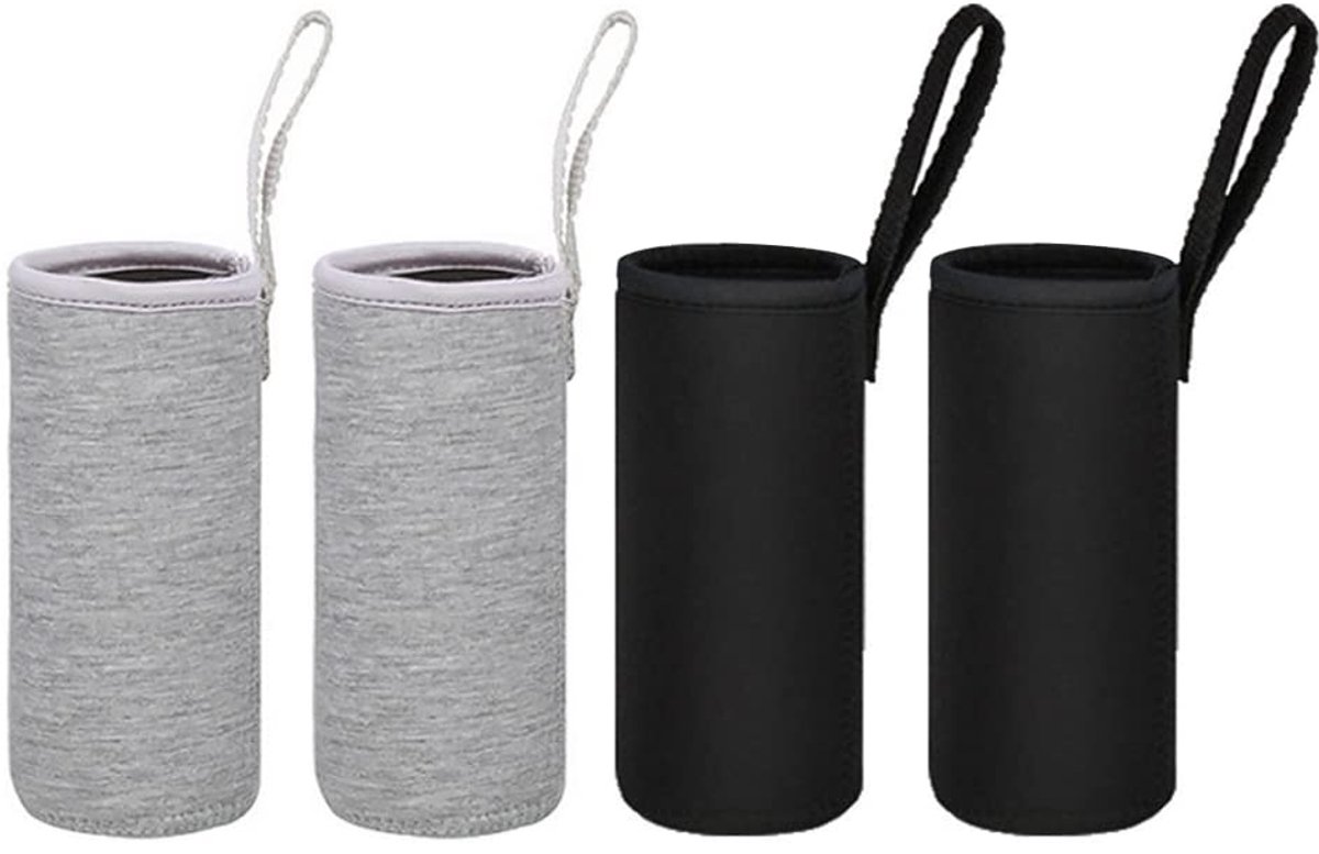 JGS ® Stijlvolle en Functionele Neopreen Thermo Flessenhoezen Set van 4 Stuks voor Glazen Flessen