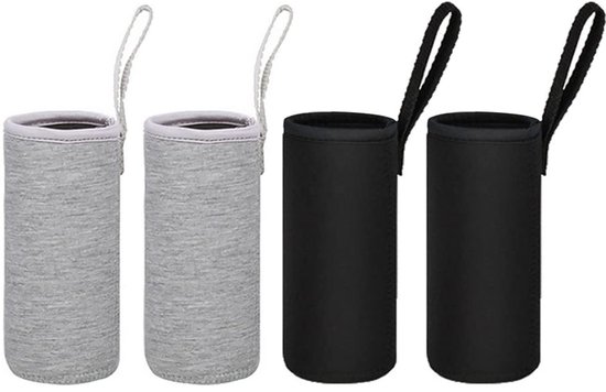 Geïsoleerde neopreen flessenhoes - thermisch - 2 stuks - zwart