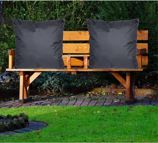 Collection Anna Coussins décoratifs d'extérieur ou de jardin - 4x - noir - 60 x 60 cm - intérieur/extérieur - coussins de banc de jardin