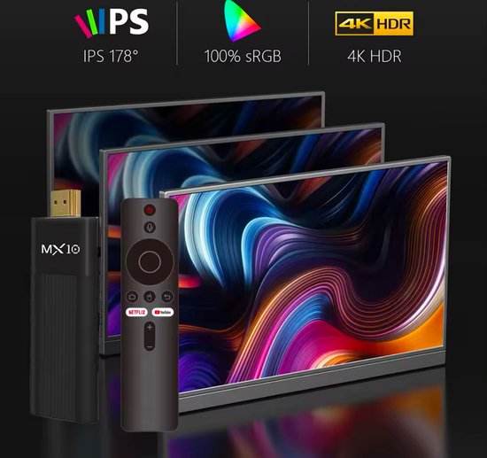 Streaming Box Android TV 4K UHD | Google TV HDMI Stick | F3 | Chromecast Ingebouwd | Google Stemassistent Compatibel | Dolby Atmos | Stickformaat | Zwart