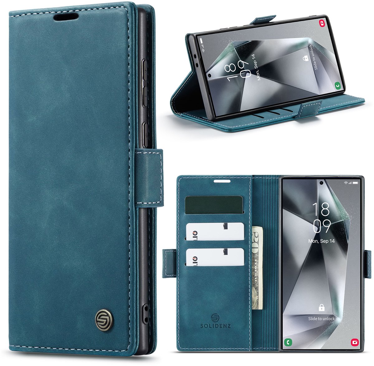 Solidenz Hoesje - Geschikt voor Samsung Galaxy S25 Ultra - Urban Book - Blauw