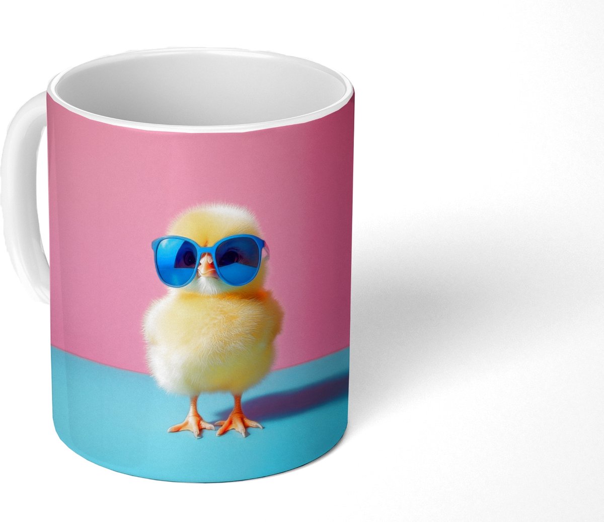 Mok - Koffiemok - Kuiken - Zonnebril - Blauw - Mokken - 350 ML - Beker - Koffiemokken - Theemok