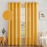 JGS ® Élégant Set de 2 Rideaux transparents à œillets pour chambre à coucher, 225 x 140 cm, doré