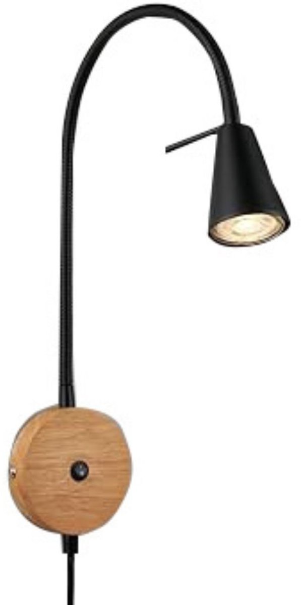 ApexArte® Wandlamp Binnen met Snoer - Wandlamp met Stekker voor Binnen - met Dimbare Schakelaar - Industrieel en Vintage - Slaapkamer Bedlampje - Zwart