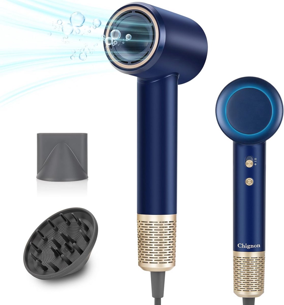 Ionen Haardroger met Diffuser 1600W - Negatieve Ionen Föhn met Koude en Warme Stand, Ideaal voor Thuisgebruik