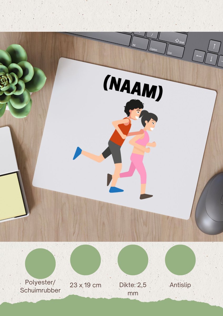 Akyol - hardloop met eigen naam Muismat - Hardlopen - hardloper - sport - 23 bij 19 cm