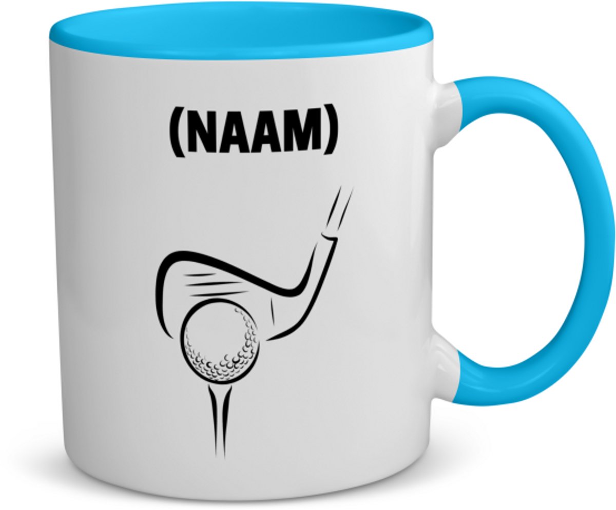 Akyol - golf met eigen naam koffiemok - theemok - blauw - Golfen - golfer - sport - 350 ML inhoud