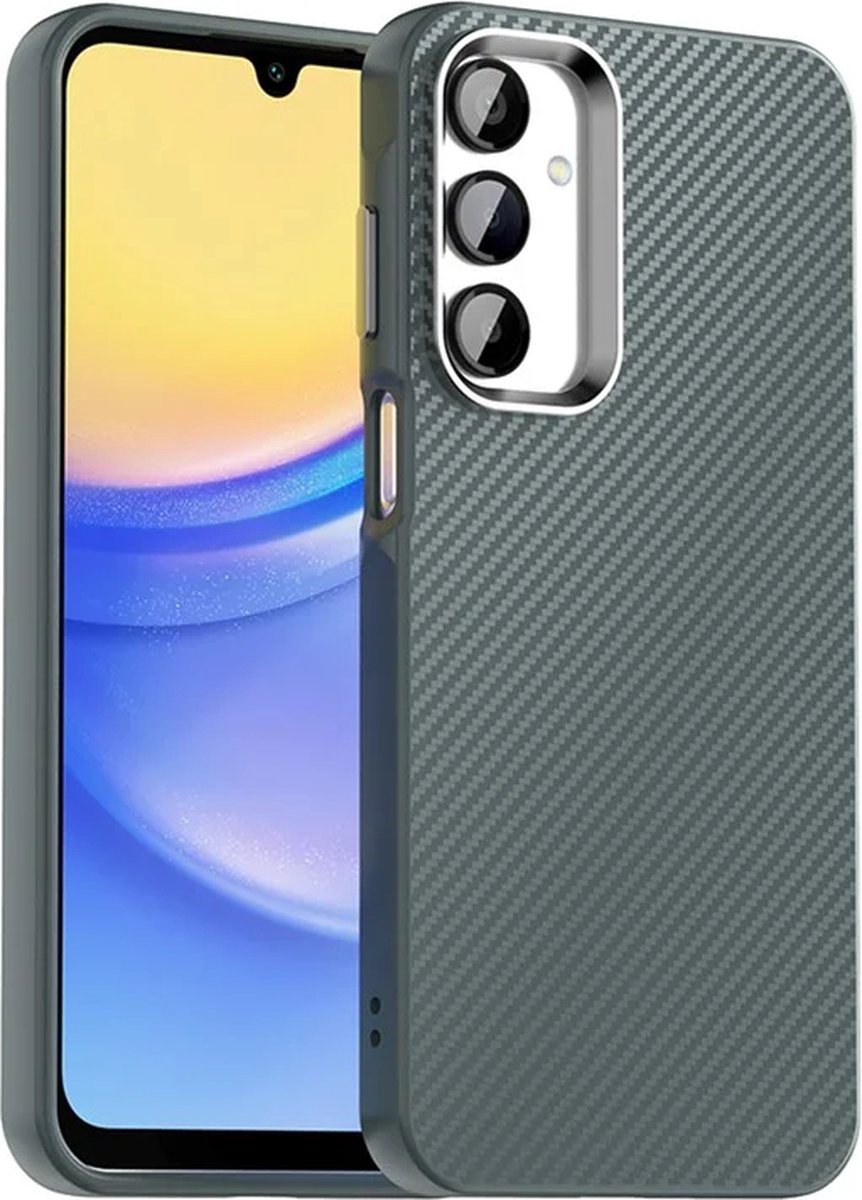 Hoesje geschikt voor Samsung Galaxy A16 - Phonesta IMD Carbon Fiber Back Cover - Grijs