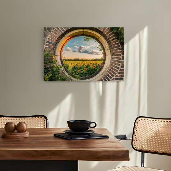 Tableau sur toile Saammp - Champ de tournesols - Nature - Vue - 150x100 - Photo sur toile - Décoration murale - Décoration murale Salon - Décoration chambre - Impression sur toile