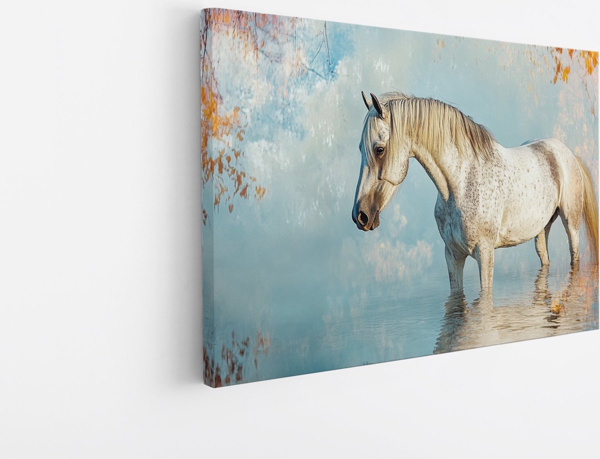 Saammp Canvas Schilderij - Paard - Abstracte kunst - Natuur - Dieren - 120x80 - Foto op canvas - Wanddecoratie - Muurdecoratie Woonkamer - Slaapkamer decoratie - Canvas Print Multicolor