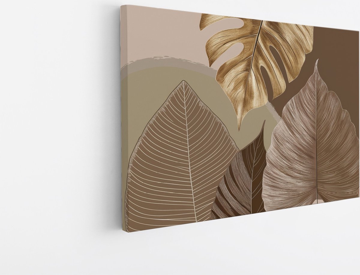 Saammp Canvas Schilderij - Goud blad - Beige - Landschap - Natuur - 30x20 - Foto op canvas - Wanddecoratie - Muurdecoratie Woonkamer - Slaapkamer decoratie - Canvas Print Multicolor