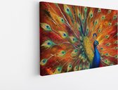 Saammp Canvas Schilderij - Pauw - Dieren - Natuur - 60x40 - Foto op canvas - Wanddecoratie - muurdecoratie Woonkamer - Slaapkamer decoratie - Canvas Print