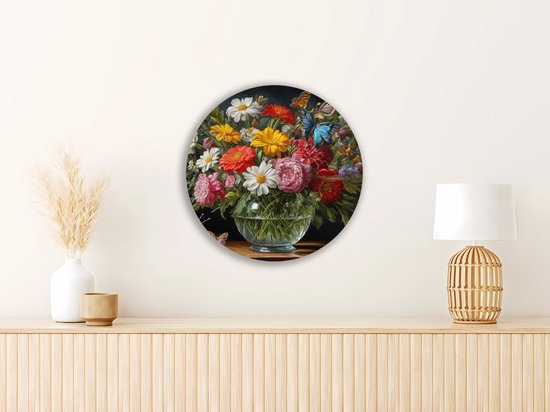 Saammp Forex Wall Circle - Vase avec fleurs - Coloré - Nature - Ø 40 - Cercle mural - Cercle de Décoration murale - Décoration murale Salon - Décoration de bureau