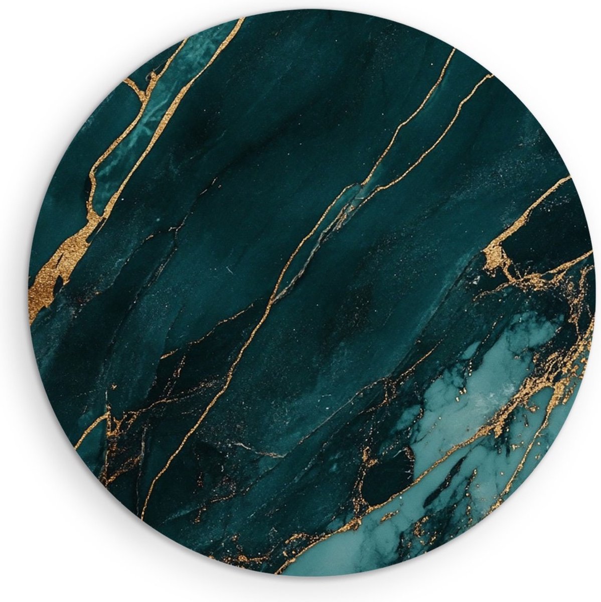 Saammp Muurcirkel Hout - Turqoise marmer - Abstract - Ø 50 - Wandcirkel - Wanddecoratie Cirkel - Muurdecoratie Woonkamer - Slaapkamer decoratie - Rond Schilderij