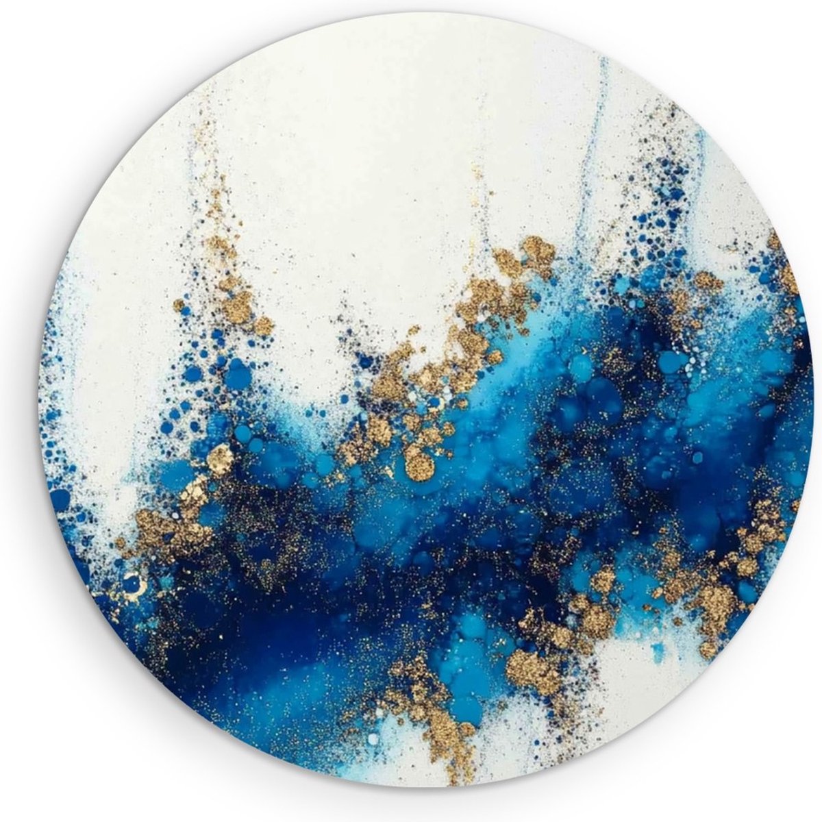 Saammp Forex Muurcirkel - Goude stukjes - Blauw - Abstract - Ø 90 - Wandcirkel - Wanddecoratie Cirkel - Muurdecoratie Woonkamer - Slaapkamer decoratie - Rond Schilderij
