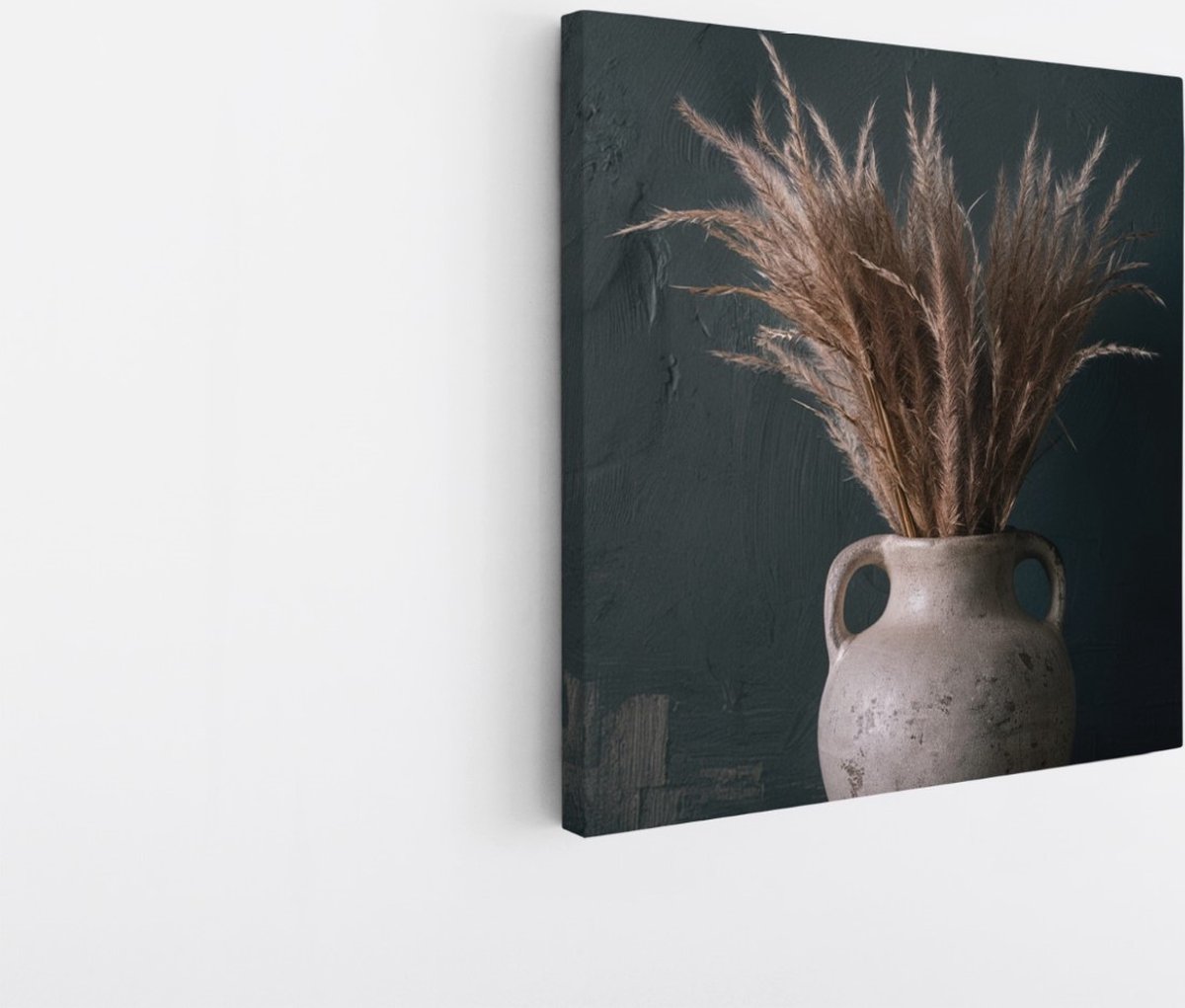Saammp Canvas Schilderij - Pluimen in een vaas - Bloemen - Botanisch - 60x60 - Foto op canvas - Wanddecoratie - Muurdecoratie Woonkamer - Kantoor Decoratie Multicolor