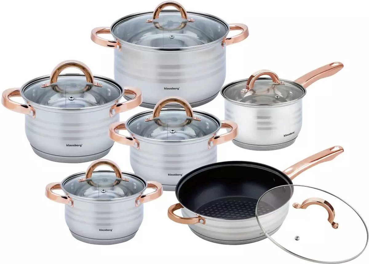 Klausberg 7700 - 12 delige pannenset - kookpannen - 16-16-18-20-24-24 cm - met deksel