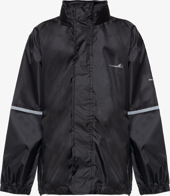 Mountain Peak kinder regenjas - Zwart - Met capuchon - Ritssluiting - Maat 158/164