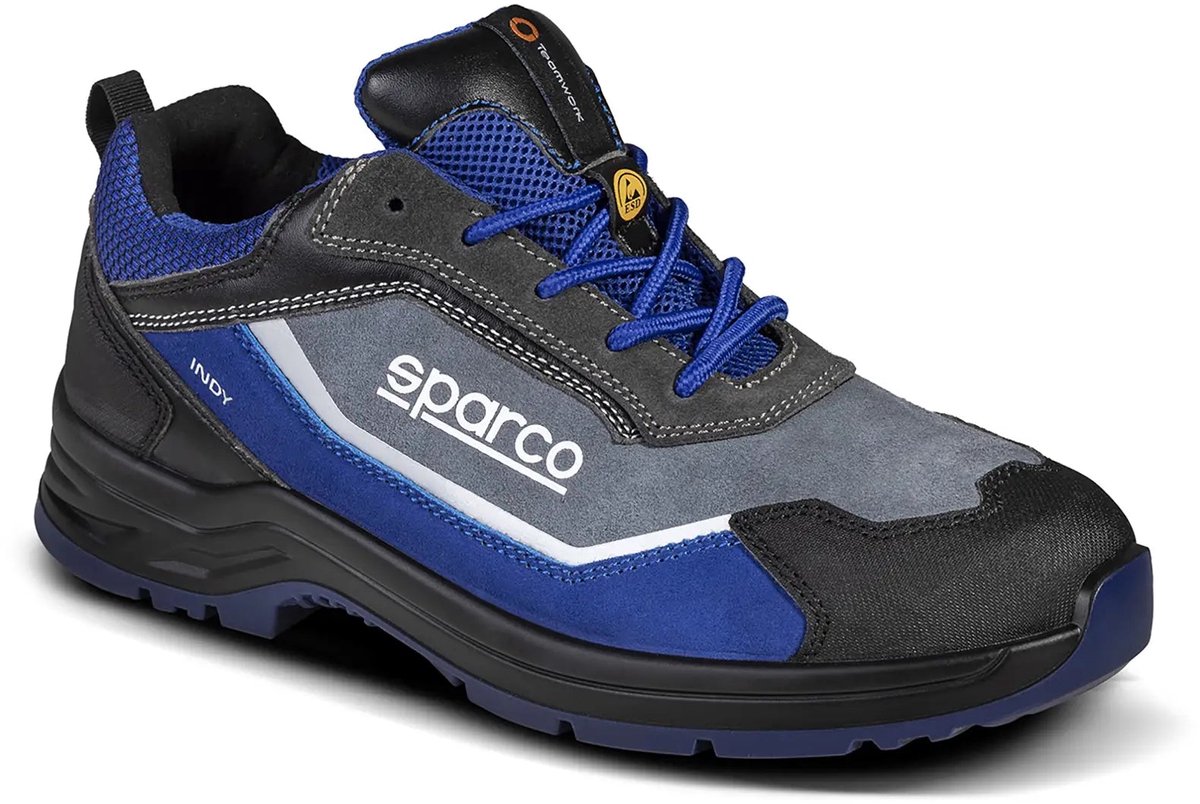 Sparco INDY CHARLOTTE – Veiligheidsschoen S3S met FlexGrip+ zool en waterafstotend suède - Zwart - Maat - 35