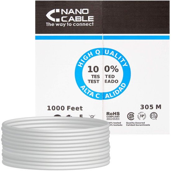 Nanocable 10.20.0702-FLEX – Cavo Di Rete CAT 5E FTP Flessibile AWG24 In Bobina Da 100 M, RJ45, Certificato, Grigio