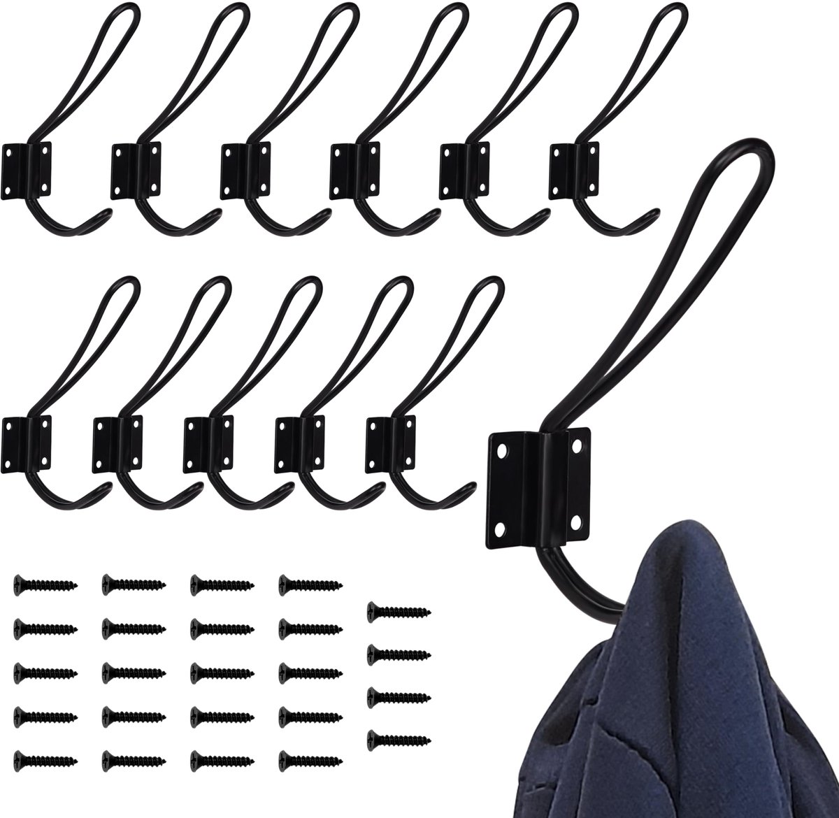 Unyqoos ® Klassieke Zwarte Muurhaken Set voor Alle Kamers in Huis