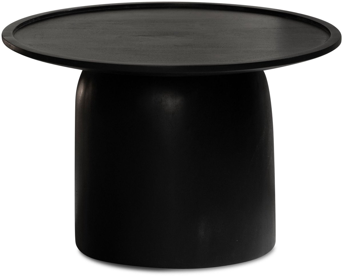 Handgemaakte Salontafel Rond Zwat Hout Modern - 60 cm x 60 cm x 40 cm - Tafeltje Rond Klein - Bijzettafel Rond Hout - Koffietafel - Decoratie Tafel - Decoratie Salontafel - Salon Tafel Industrieel - Ronde Poot