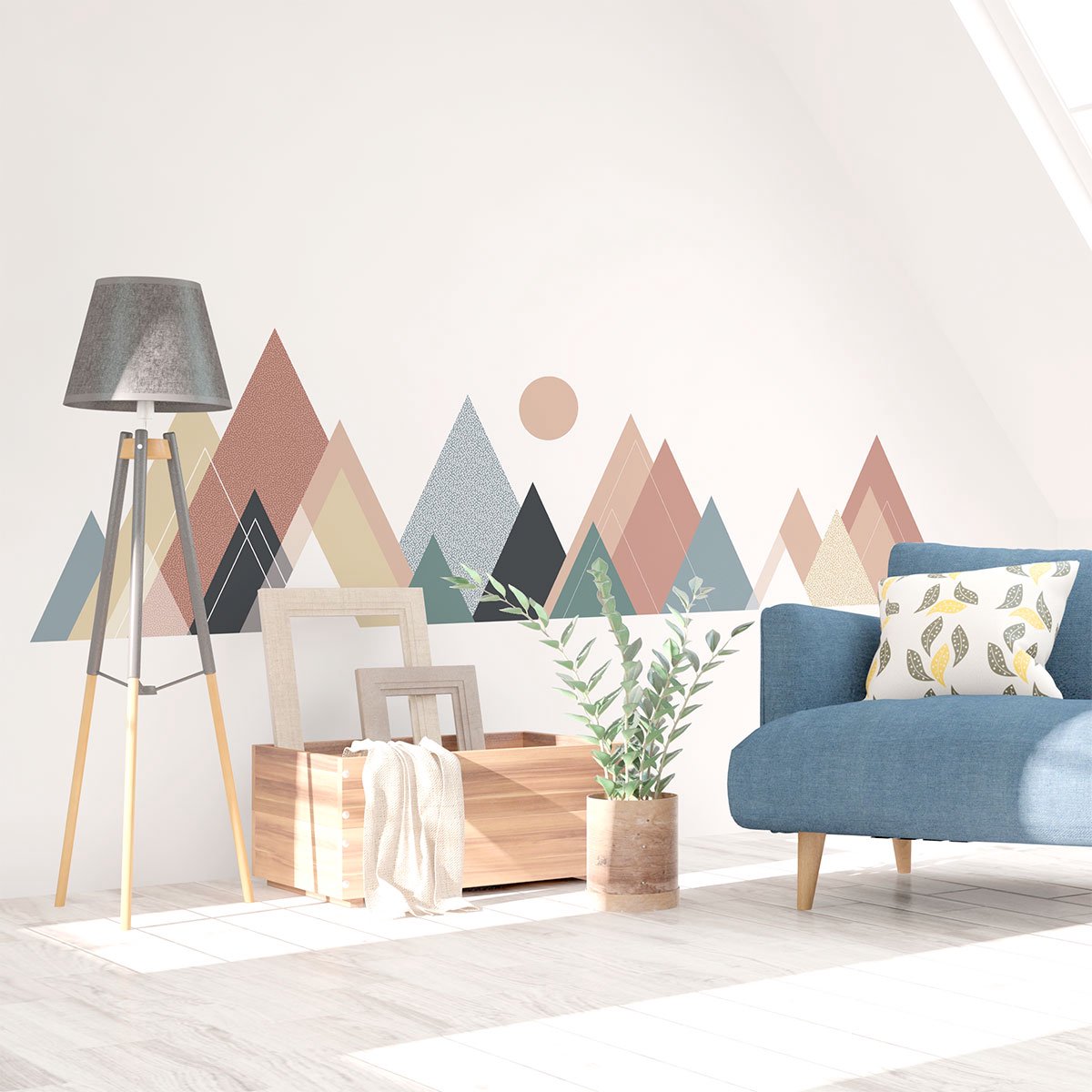 Ambiance Sticker Muurstickers - Decoratie voor slaapkamer/woonkamer - Gigantische muursticker van het Scandinavische gebergte Columbana - 70x115cm Multi color