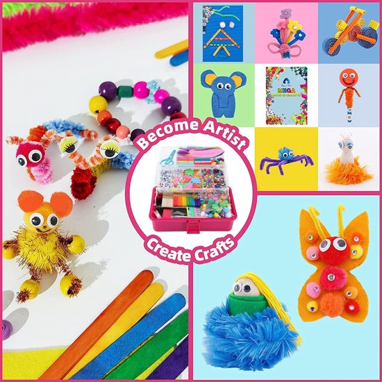 Knutseldoos Zelfmaakset-2000+PCS Creatief- Knutselpakket -Knutselwerk voor Kinderen-knutselaccessoires - Creatief Speelgoed - Knutselkoffer - Knutselset - Knutselbox - Knutselen Meisjes - Knutselen Jongens - Knutselen voor kinderen