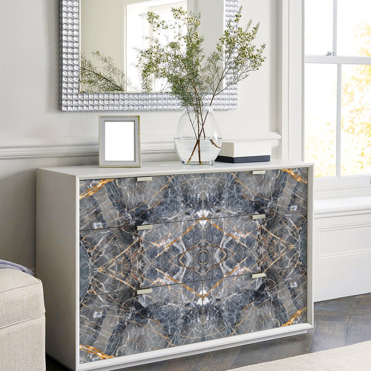 Ambiance Sticker Marmersticker voor meubels, grijs en goud, 60 x 90 cm Multi color