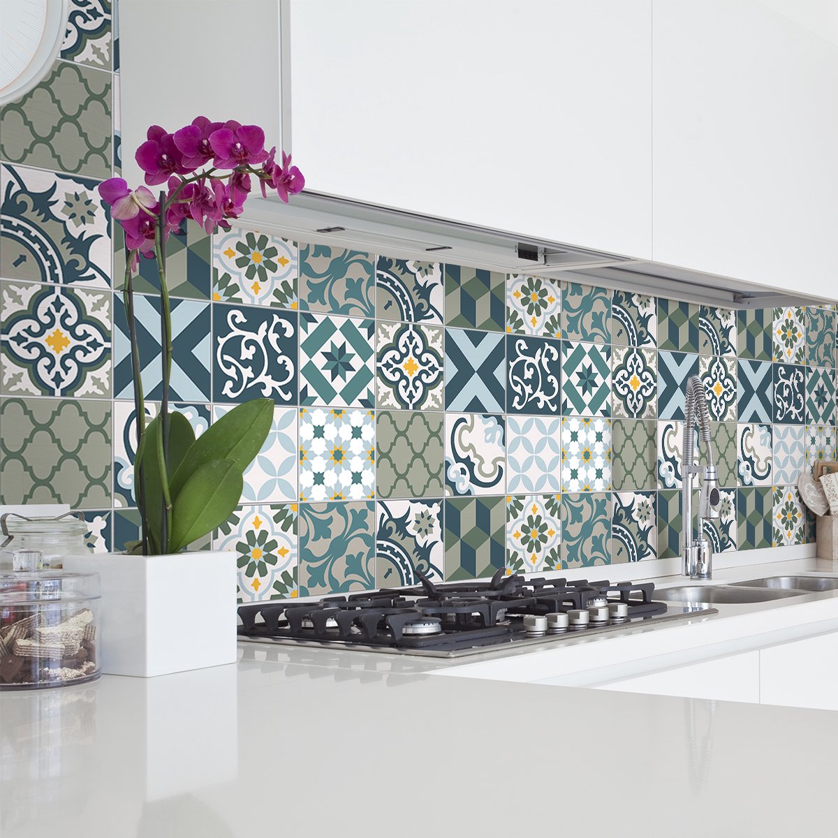 Ambiance Sticker Zelfklevende tegelmuurstickers voor keuken en badkamer - 30 AZULEJOS VICENZO tegelstickers - 30 stickers 20x20cm Multi color
