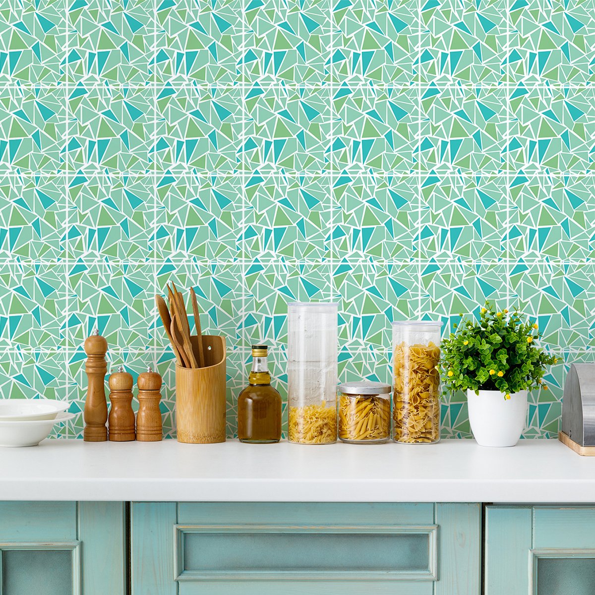Ambiance Sticker Muurstickers - Zelfklevende tegelmuurstickers voor keuken en badkamer - 9 lila terrazzo tegelstickers - 9 stickers van 15x15 cm Multi color