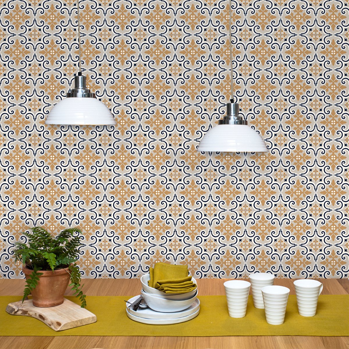 Ambiance Sticker Zelfklevende tegelmuurstickers voor keuken en badkamer - 9 cementtegelstickers, Azulejos Antonina - 9 stickers, 15x15cm Multi color